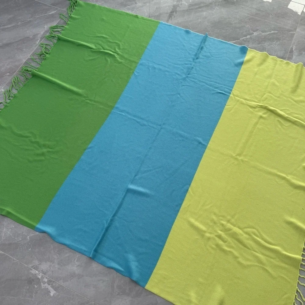 Tommy Hilfiger Colorblock Tassel Throw Blanket